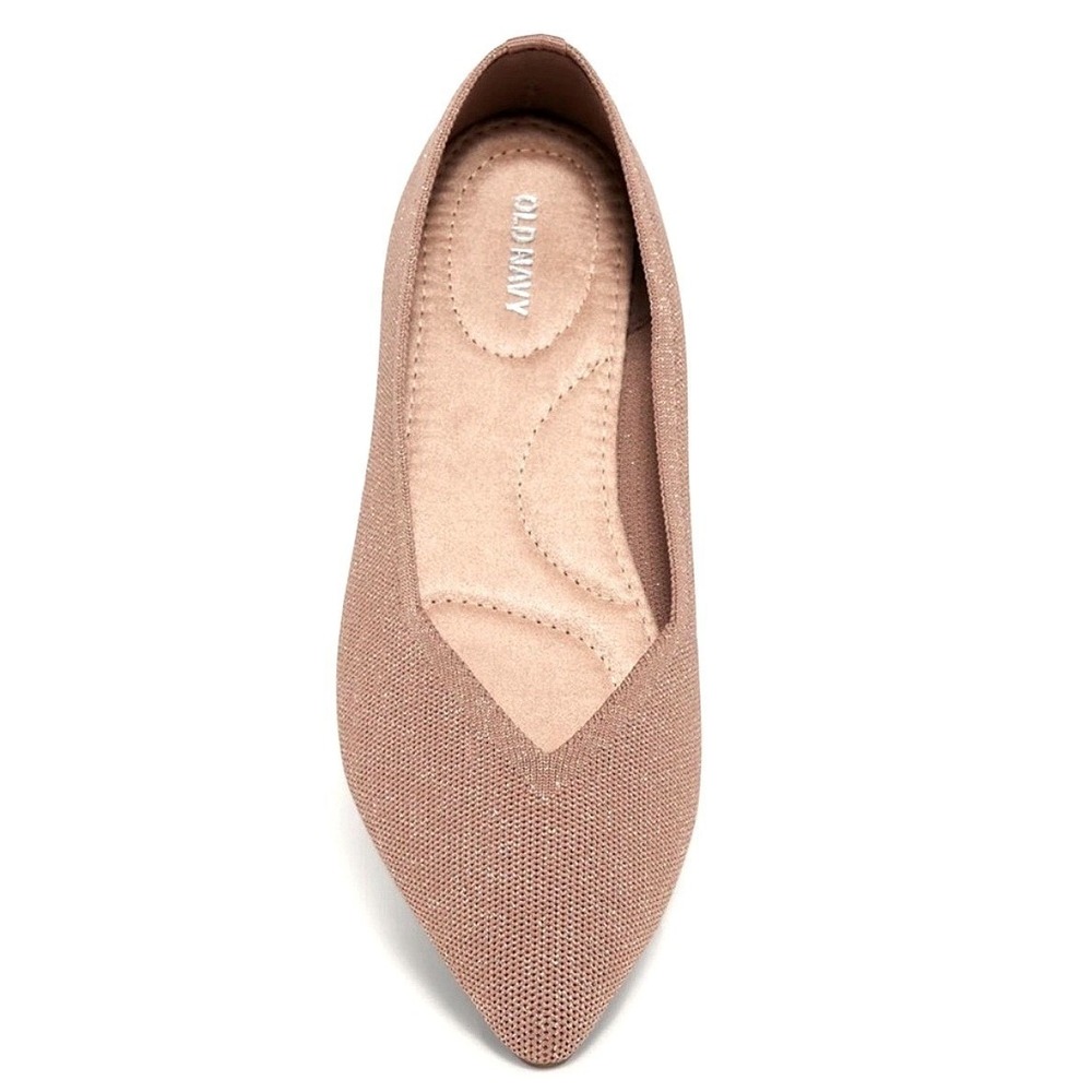 NWT Old Navy Textured Knit Pointy Toe Ballet Flats in Cocoa Fawn Metallic Size 8 - Picture 13 of 13